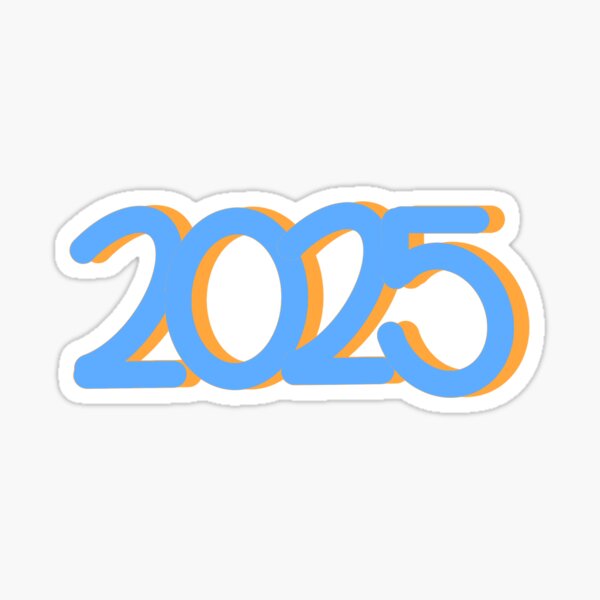 "Blue and Orange 2025 Bubble Letters" Sticker for Sale by krettino