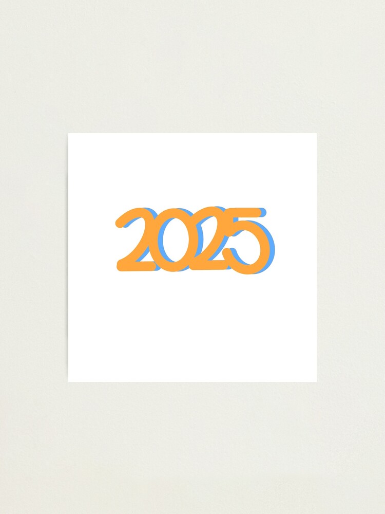 "Orange and Blue 2025 Bubble Letters" Photographic Print for Sale by