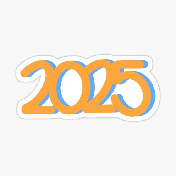 "Orange and Blue 2025 Bubble Letters" Sticker for Sale by krettino