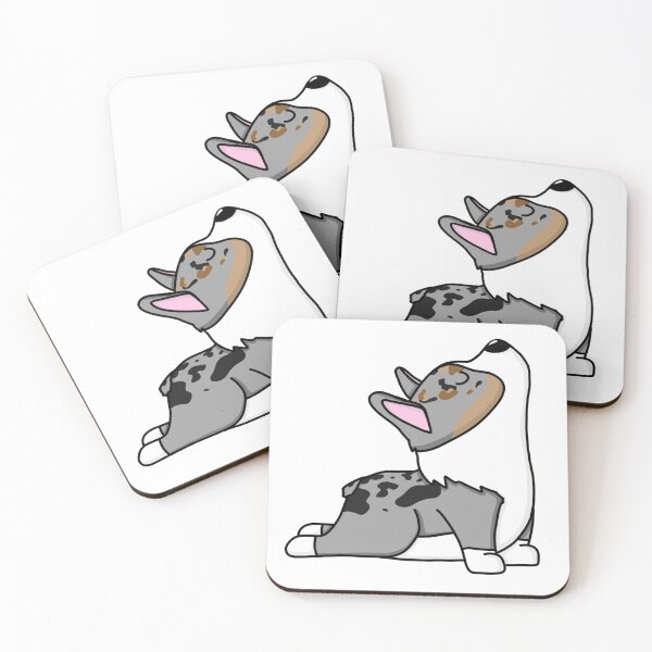 Item preview, Blue Merle Corgi dog - Big stretch yoga pose designed and sold by Stationarystuff.