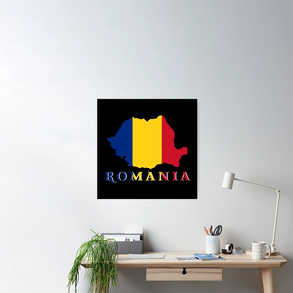 Half Romanian Flag Design | Vintage Romania USA Gift