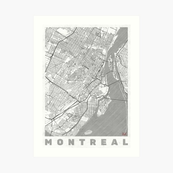 Línea del mapa de Montreal Lámina artística