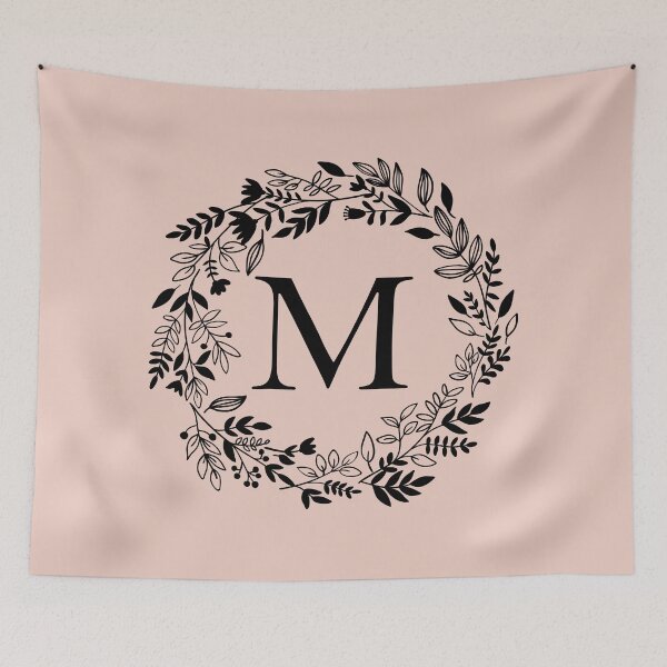 Item preview, Letter M with Floral Wreath - Initial M - Monogram Art designed and sold by thelustrous.