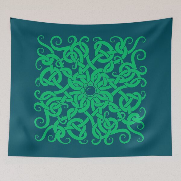 Item preview, Celtic Octopus Tentacles in greens designed and sold by ingridthecrafty.