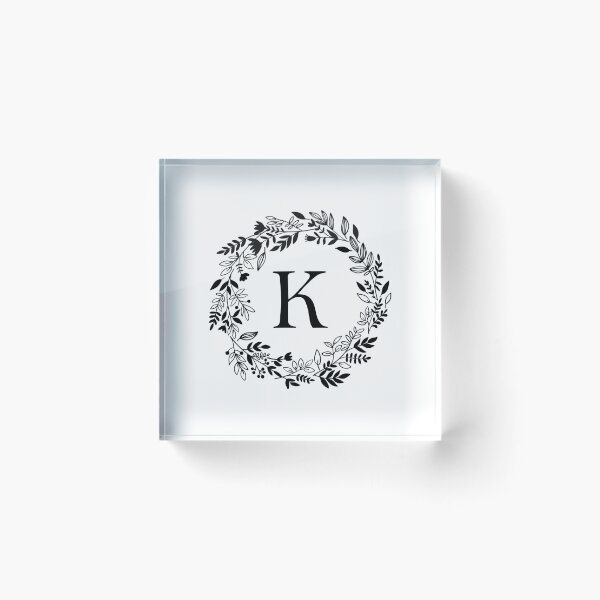 Item preview, Letter K with Floral Wreath - Initial K - Monogram Art designed and sold by thelustrous.