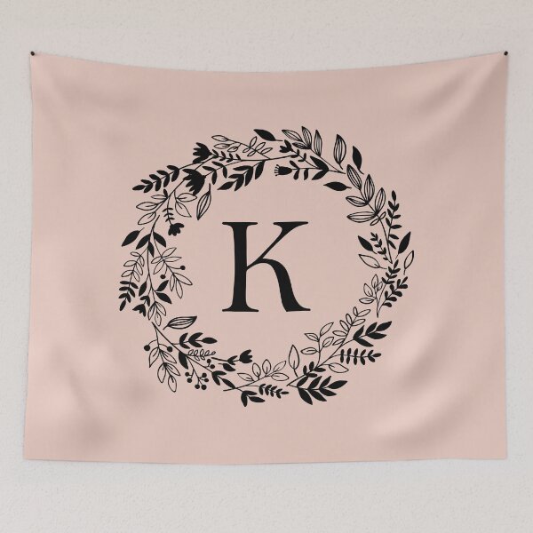 Item preview, Letter K with Floral Wreath - Initial K - Monogram Art designed and sold by thelustrous.