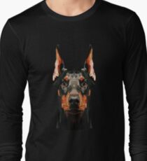 Doberman low poly Long Sleeve T-Shirt