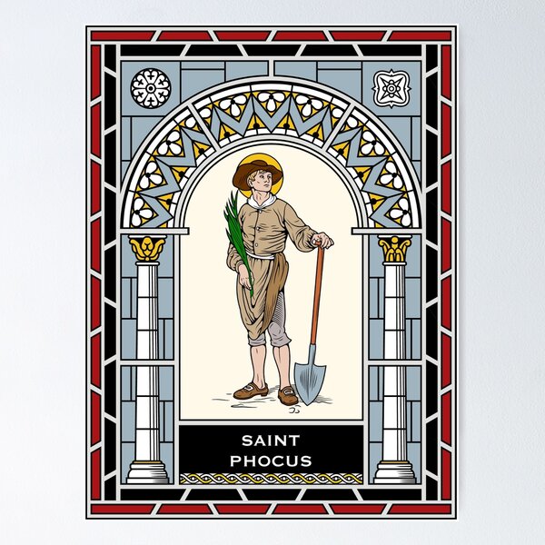 Item preview, ST PHOCUS THE GARDENER under STAINED GLASS designed and sold by CatholicSaints.