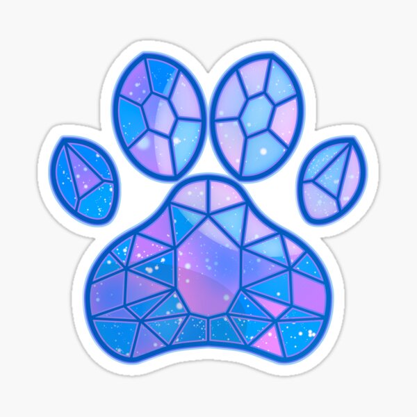 Stained Glass Cat Paw Blue/Purple Sticker