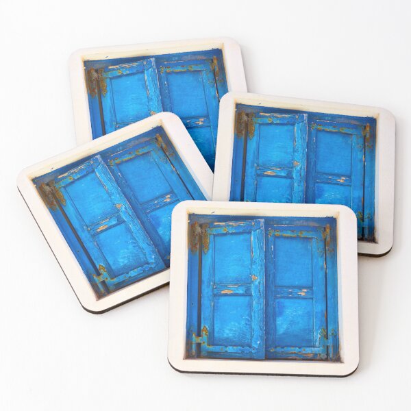 Item preview, Window with closed blue shutters in Mykonos designed and sold by vuelo.