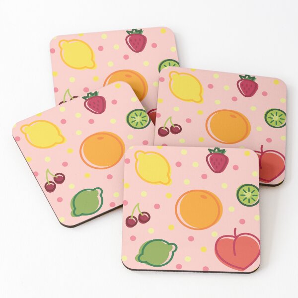 Pastel Summer Fruits Coasters (Set of 4)