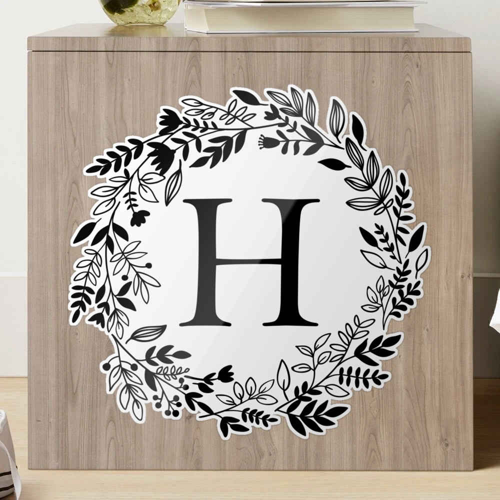 Zyadsinoudor Initial Letter H Stickers 50 Pcs Monogram Floral Wreath  Sticker Decal Single Letter Monogram Letter Round Labels Vinyl Stickers for  Water