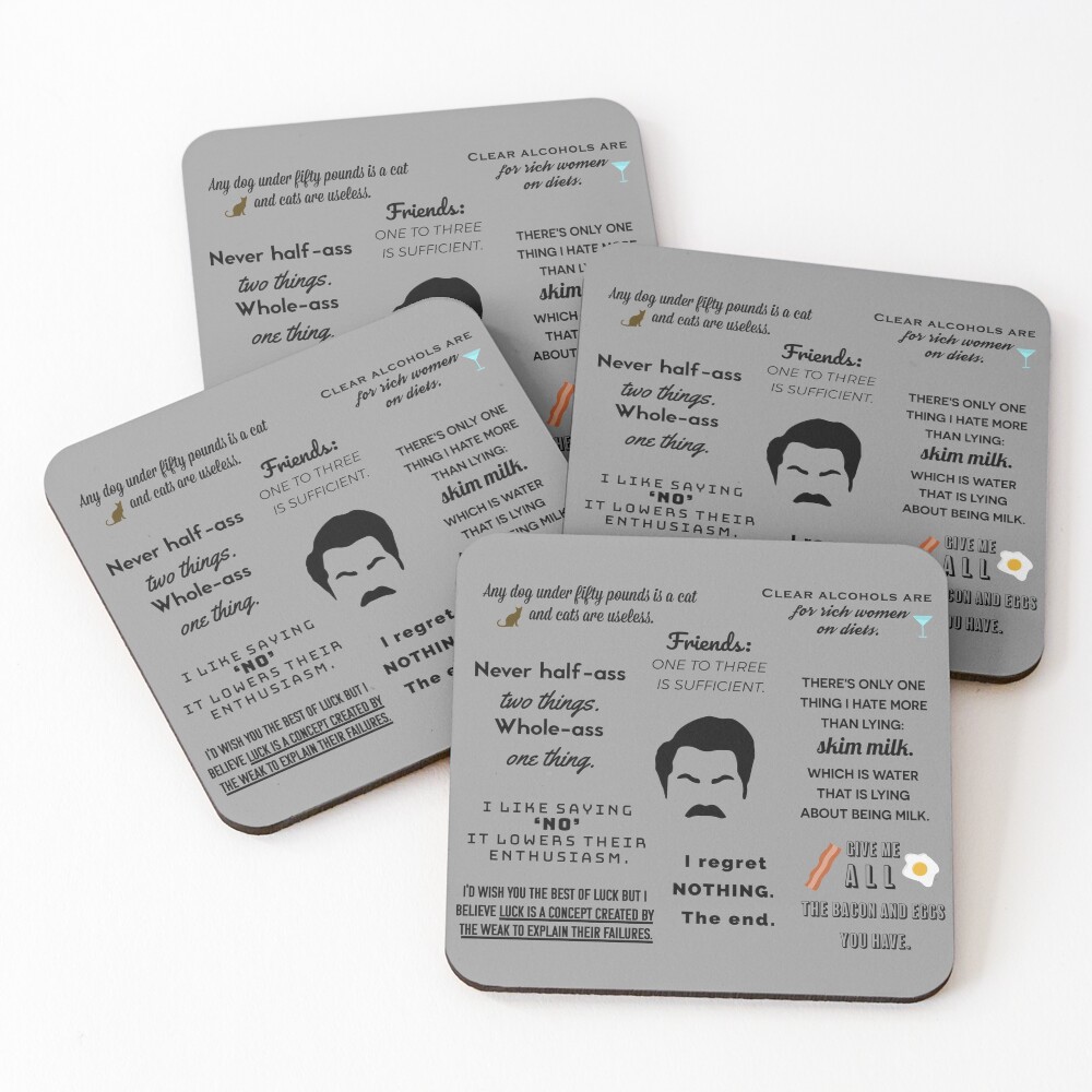 Ron Swanson - Quotes Coasters (Set of 4)