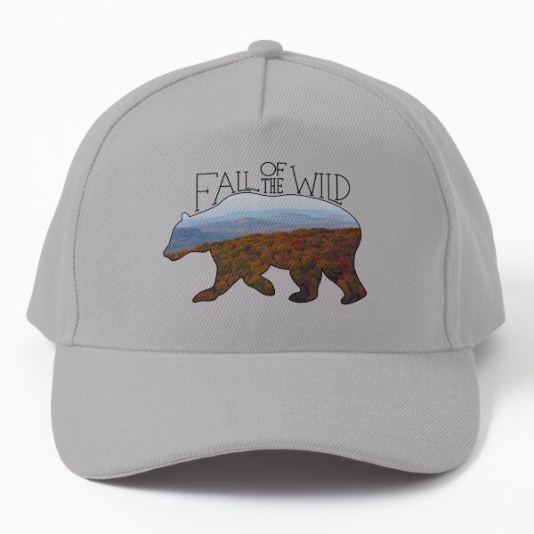 Fall of the Wild Autumn Mountain Wilderness Landscape Bear Silhouette Baseball Cap