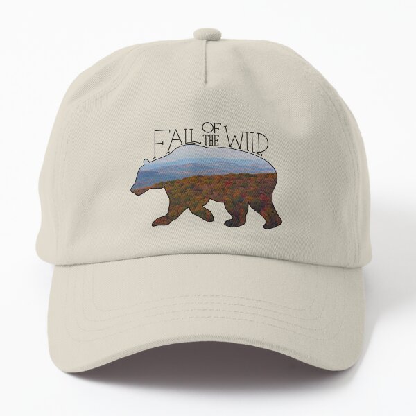 Fall of the Wild Autumn Mountain Wilderness Landscape Bear Silhouette On Brown Dad Hat