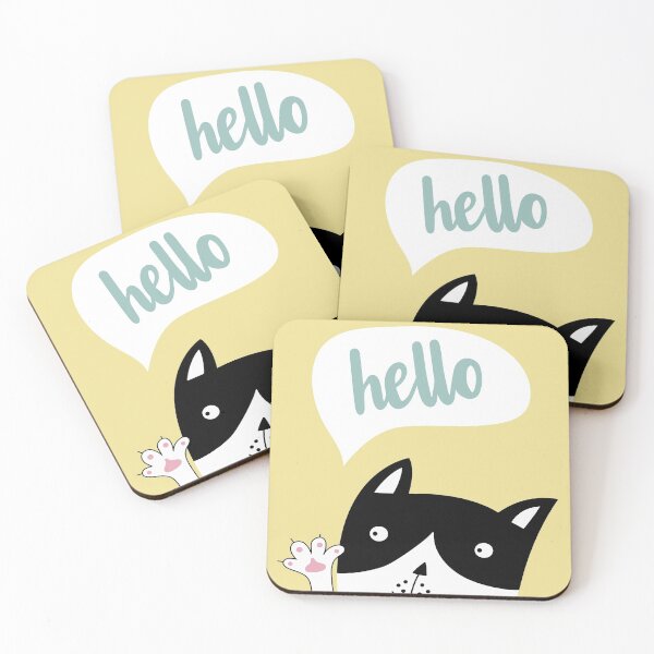 Item preview, cat "hello" wall art designed and sold by Ami store.