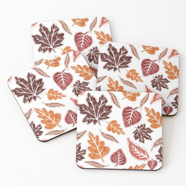 Item preview, Fall leaves block print pattern designed and sold by SakuraLemonDS.