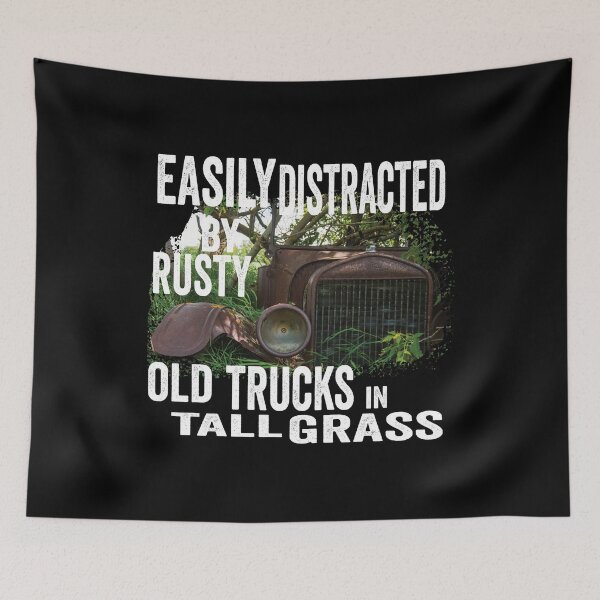 Item preview, Vintage fun; Easily distracted by rusty old trucks in tall grass designed and sold by Department61.