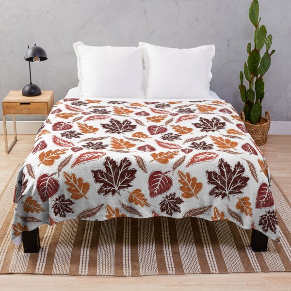 Item preview, Fall leaves block print pattern designed and sold by SakuraLemonDS.