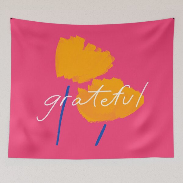 Item preview, Grateful - bold floral art with motivational inspirational text designed and sold by morgansgoods.
