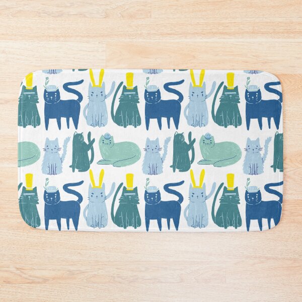 Item preview, Cats In Hats - Cute Blue and Green Animal Illustration  designed and sold by TheRainbowRoom.