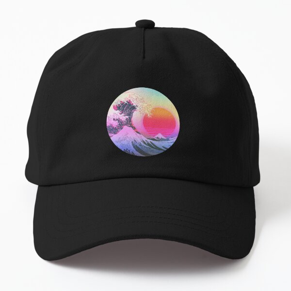 Great Wave Off Kanagawa Vaporwave Retro Aesthetic Dad Hat