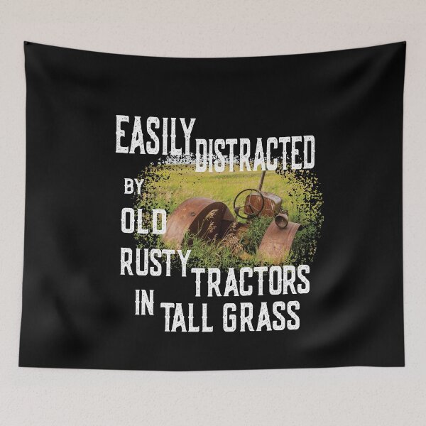 Item preview, Vintage fun; Easily distracted by old rusty tractors in tall grass designed and sold by Department61.
