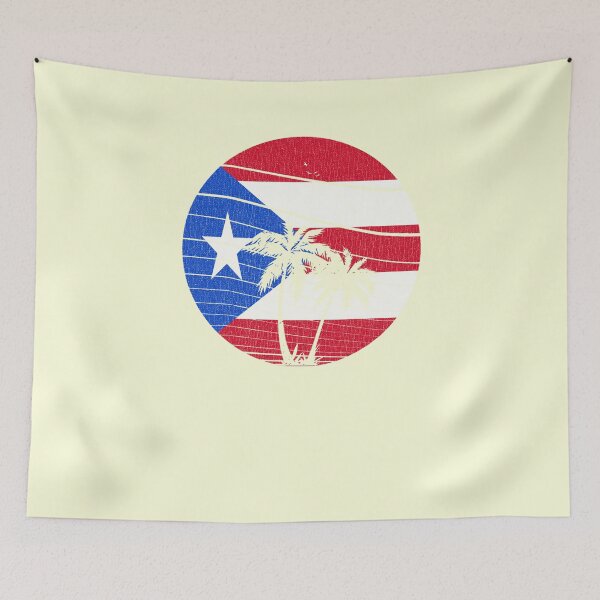 Item preview, Vintage style Puerto Rican Flag Retro Sunset Palm Tree designed and sold by ETIndustries.