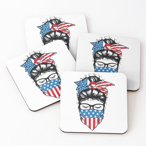 Item preview, Messy bun American headband, Girl Masked USA flag. designed and sold by ShutterKapan.