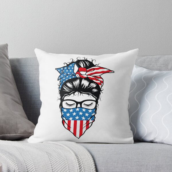 Item preview, Messy bun American headband, Girl Masked USA flag. designed and sold by ShutterKapan.