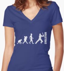 Evolution - Cricket (design 2) Tailliertes T-Shirt mit V-Ausschnitt