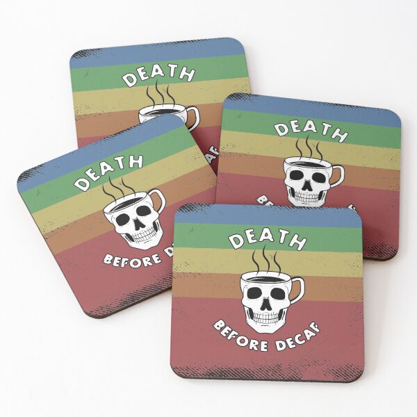 Item preview, Death Before Decaf Rainbow Skull designed and sold by CitricDreams.
