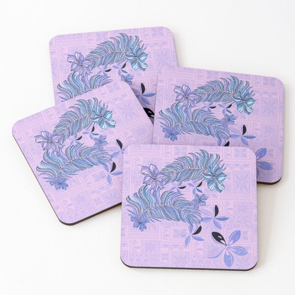 Artikelvorschau, Hawaiianischer, polynesischer und samoanischer Vintage-Druck mit violetten tropischen Palmblättern entworfen und verkauft von sunnthreads.