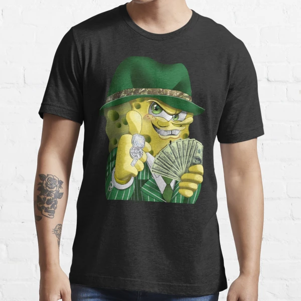 Camiseta Masculina Bob Esponja Gangster Cinza