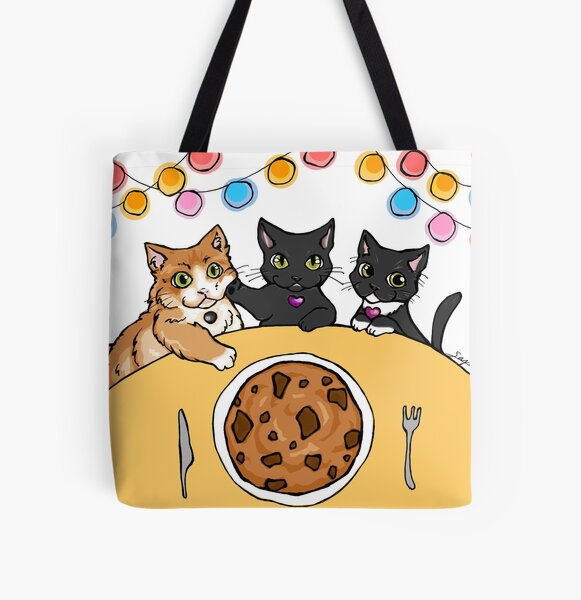 Cookie Cat - Modeled after my cats, family love, party, Chocolate chips cookie for you! All Over Print Tote Bag