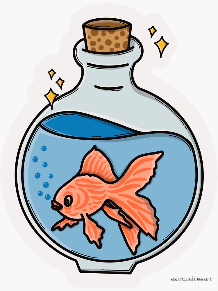 "Fish in a jar" Sticker for Sale by astroashleeart | Redbubble