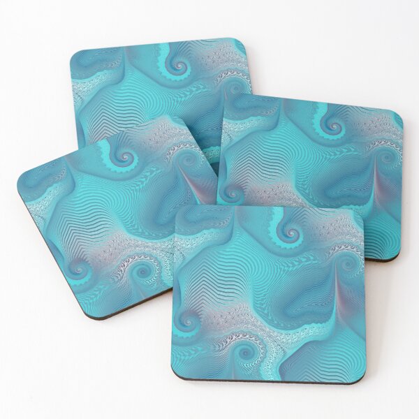 Item preview, Dreamy Aqua and Gray Fibonacci Ocean Inspired Pattern designed and sold by SeaChangeDesign.