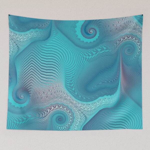 Item preview, Dreamy Aqua and Gray Fibonacci Ocean Inspired Pattern designed and sold by SeaChangeDesign.
