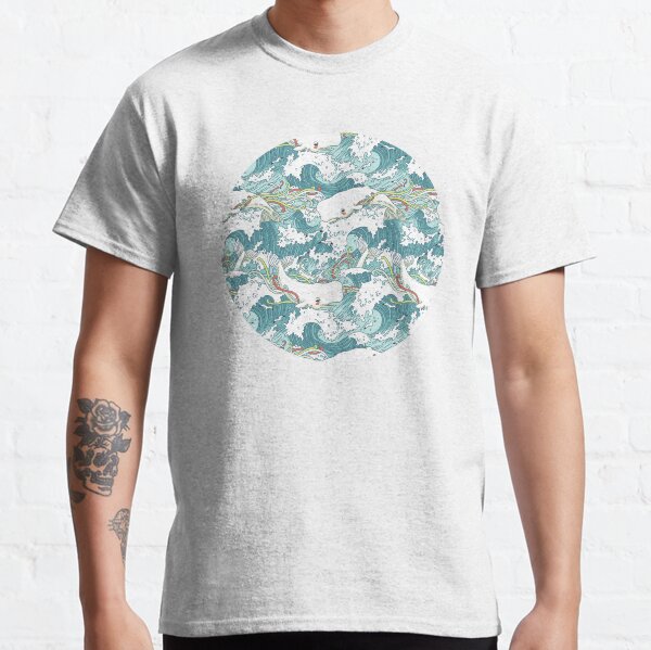 Whales and Waves Pattern Classic T-Shirt