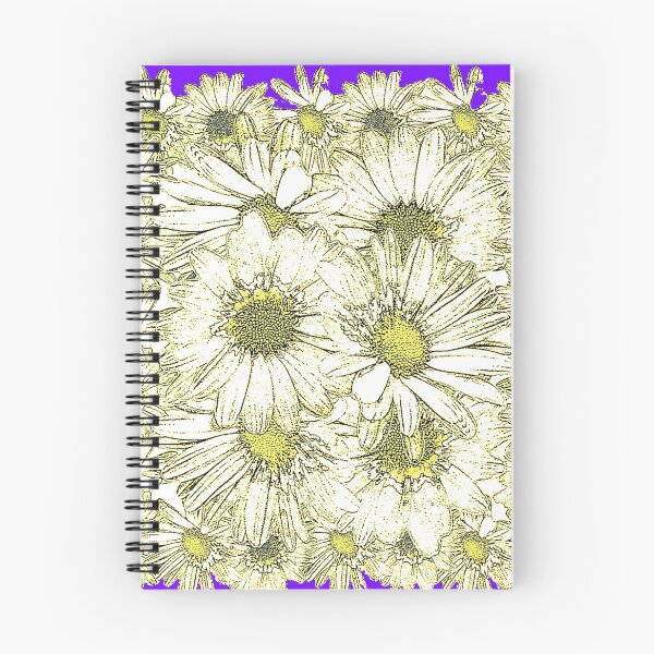 Item preview, WHITE-YELLOW ABSTRACTED DAISY FLOWERS PURPLE TRIM designed and sold by sharlesart.