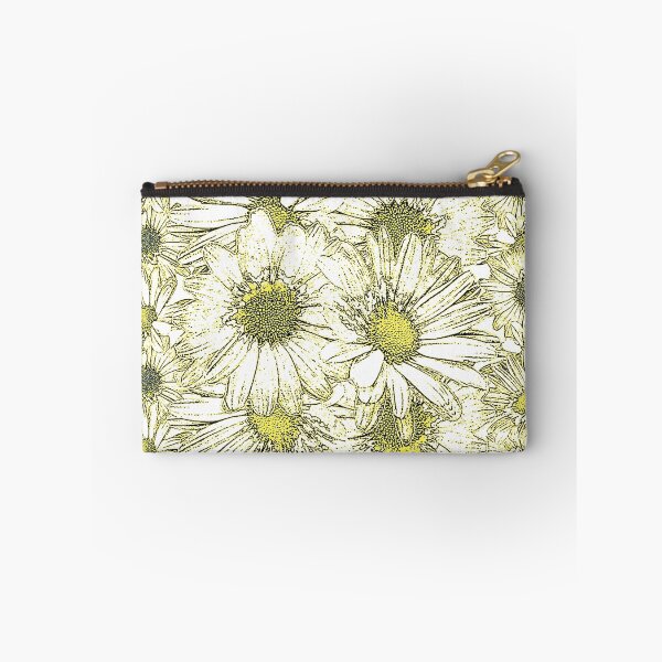 Item preview, WHITE-YELLOW ABSTRACTED DAISY FLOWERS PURPLE TRIM designed and sold by sharlesart.