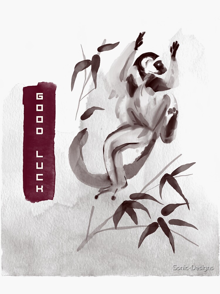 "Monkey Good Luck" Sticker for Sale by SonicDesigns Redbubble