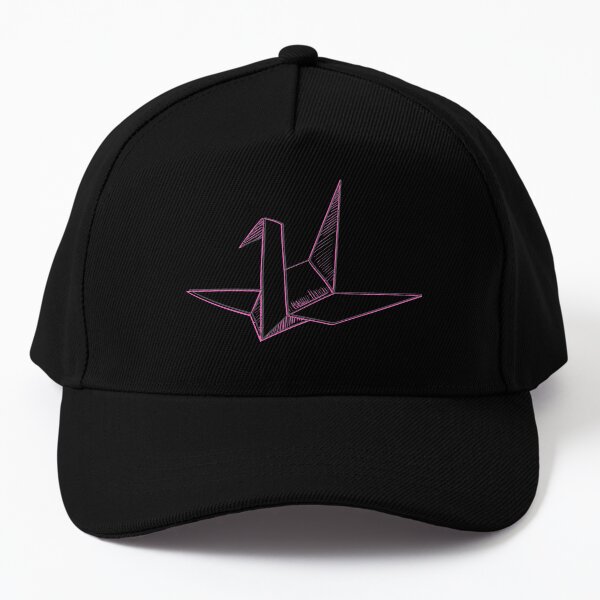 Neon Origami Crane Baseball Cap