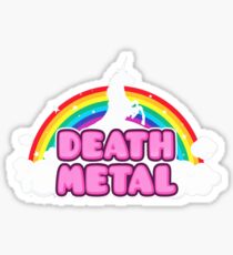 DEATH METAL! (Funny Unicorn / Rainbow Mosh Parody Design) Sticker