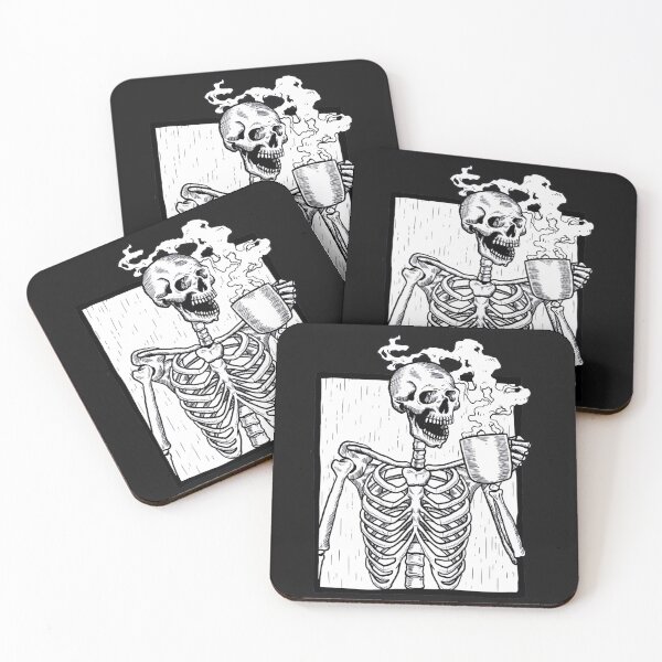Item preview, halloween coffee drinking skeleton skull  designed and sold by arabrefugee0695.
