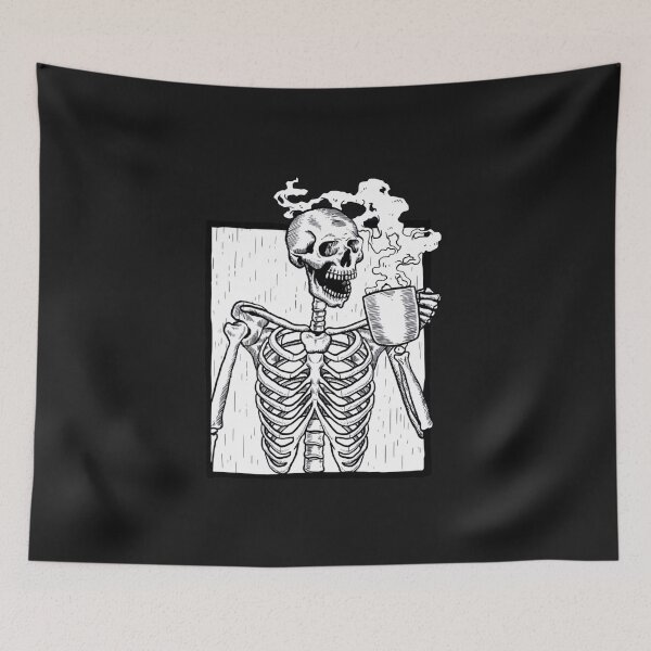 Item preview, halloween coffee drinking skeleton skull  designed and sold by arabrefugee0695.