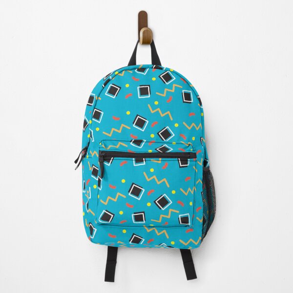 Blue and Black Geometric 90s Print Backpack