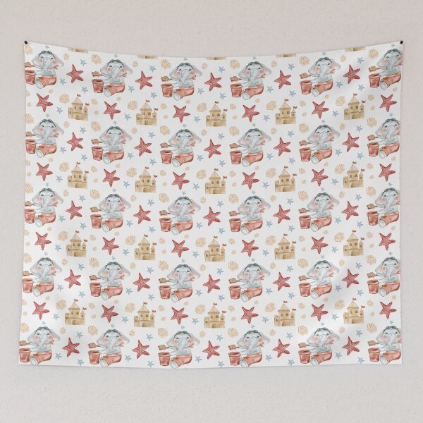Item preview, Summer Baby Elephant Making Sandcastles at the Beach Playing In The Sand  designed and sold by Hanlar.