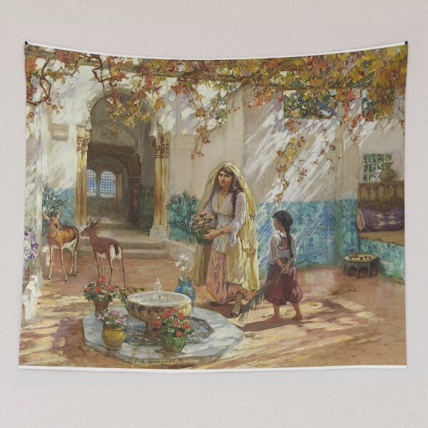 Item preview, Oriental art Women holding flowers orientaliste Frederick arthur Bridgman designed and sold by Akazox.