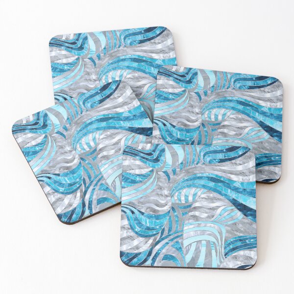Item preview, Blue Metallic Wavy Abstract designed and sold by k9printart.